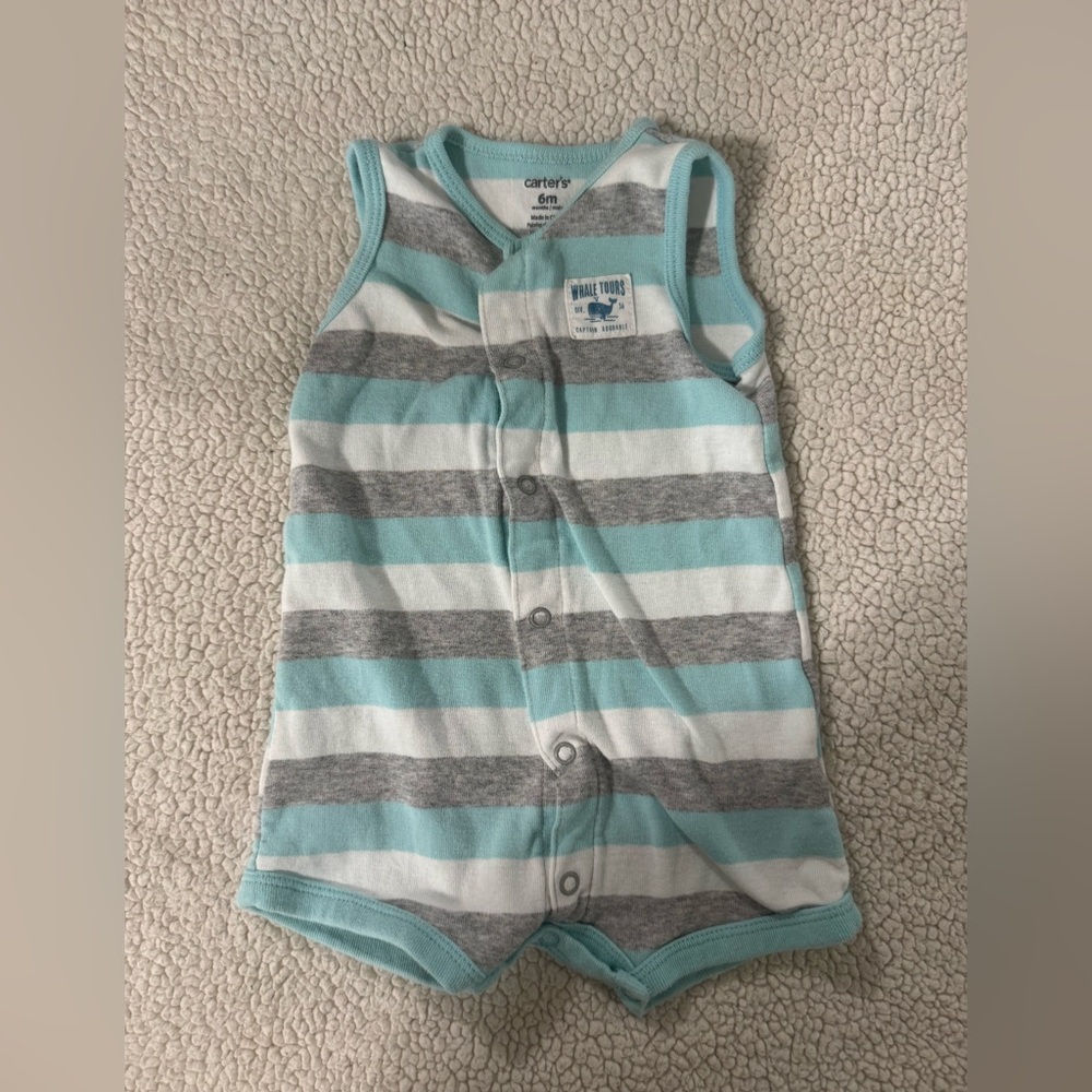 Carter's Teal and Gray Whale Romper